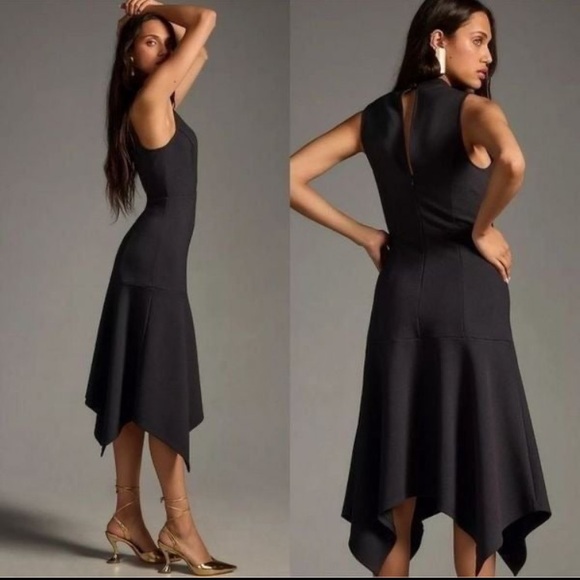 By Anthropologie Mock-Neck Lace-Inset Fit & Flare Dress - Picture 2 of 7